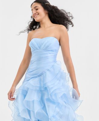 Juniors' Ruffled Strapless Ball Gown, Created for Macy's