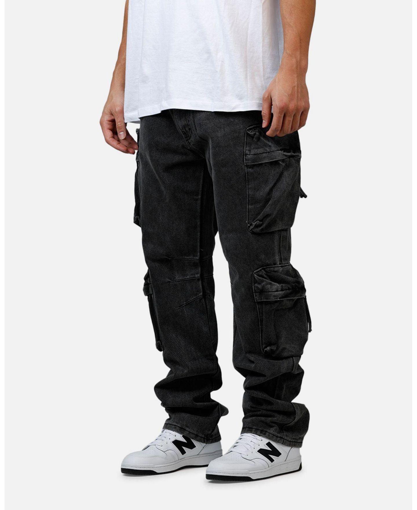 Мужские джинсы mnml Loiter V709 Wide Bellow Cargo Denim., цвет: Чёрный — фото 4