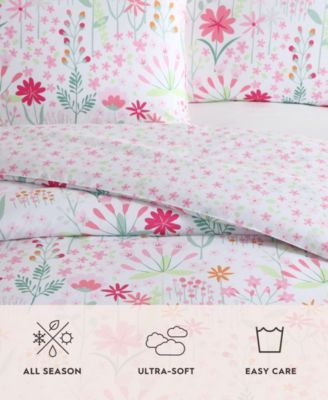 Sunshine Flowers Microfiber 3-Pc. Comforter Set, Twin