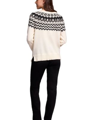 Women's Soft Beaded Fair Isle Scoop Neck Sweater