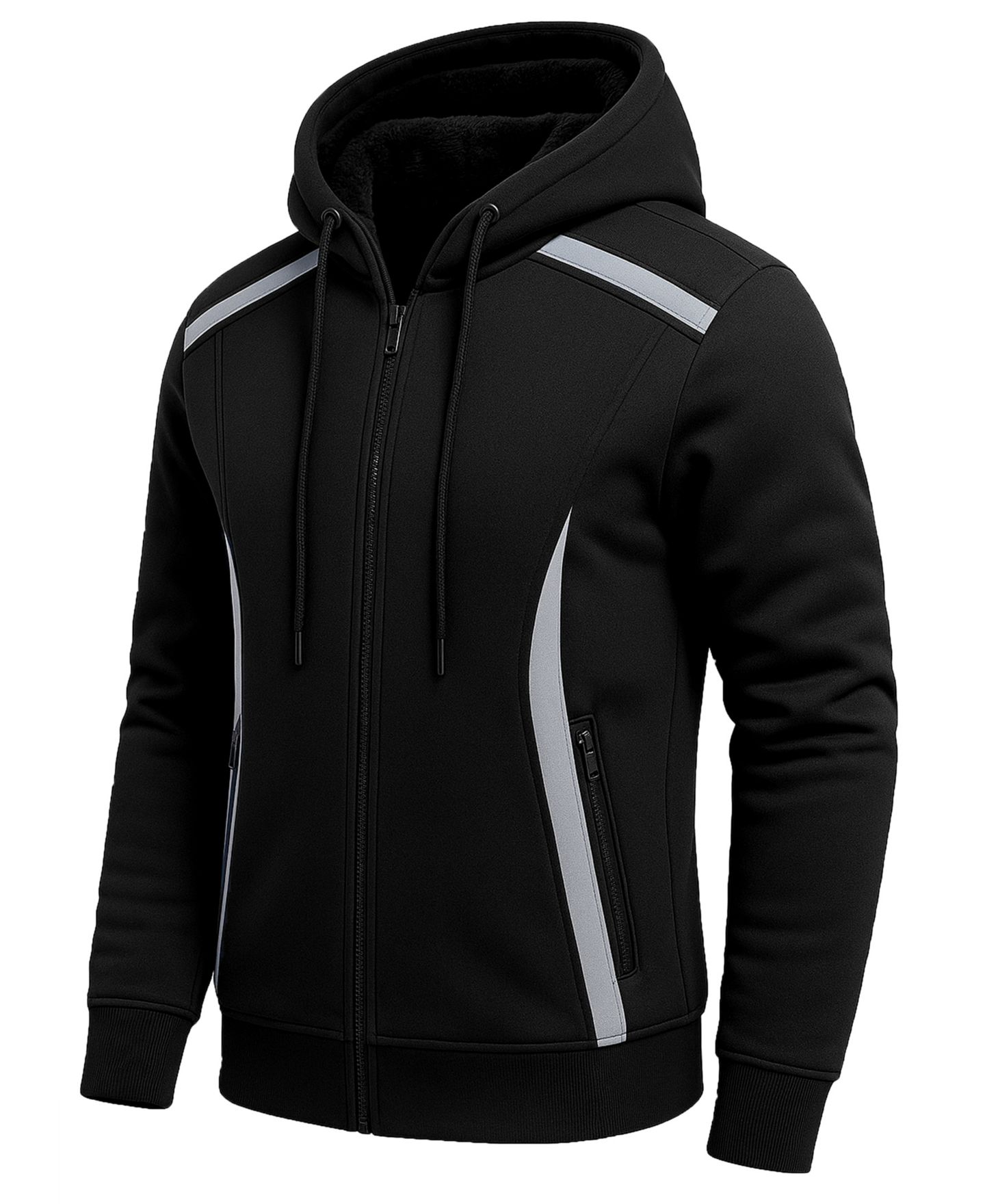 Мужское худи Blu Rock Slim-Fit Reflective Tech Full-Zip, цвет: Чёрный — фото 2