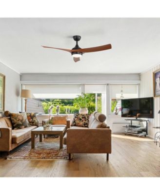 52-inch Modern Black Standard 3-Blade Ceiling Fan With Remote and Led Light