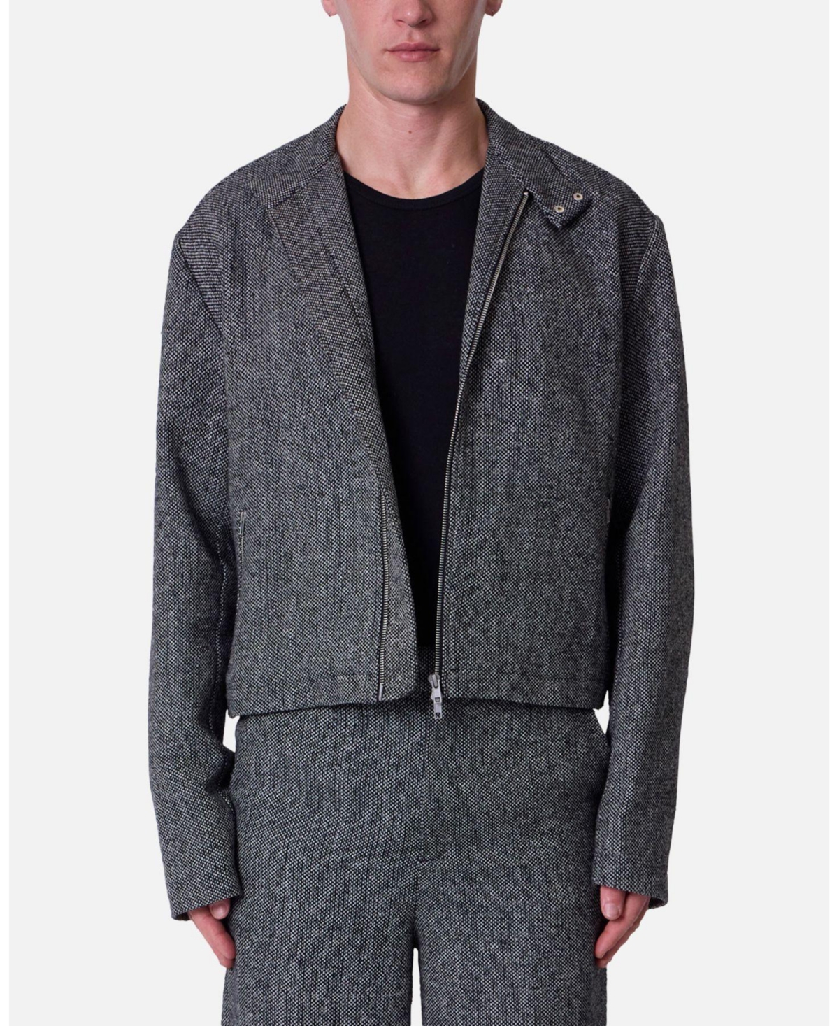 Loiter Men's Tweed Mod Jacket, Tailored Fit, Textured Fabric, Button Closure, Classic Collar, Stylish Outerwear