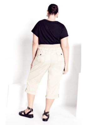 Women's Plus Size Cotton Roll Up Capri