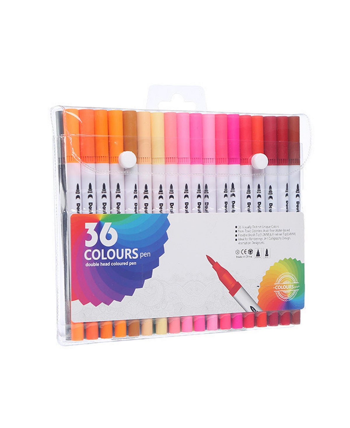 Htutwoo 36 Colors Art Markers with Fine and Brush Tip Coloring Markers, for Journaling, Calligraphy, Drawing, Sketching and Doodling