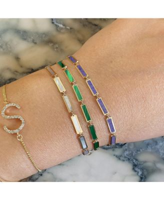 Malachite Bar Bracelet 14K Gold