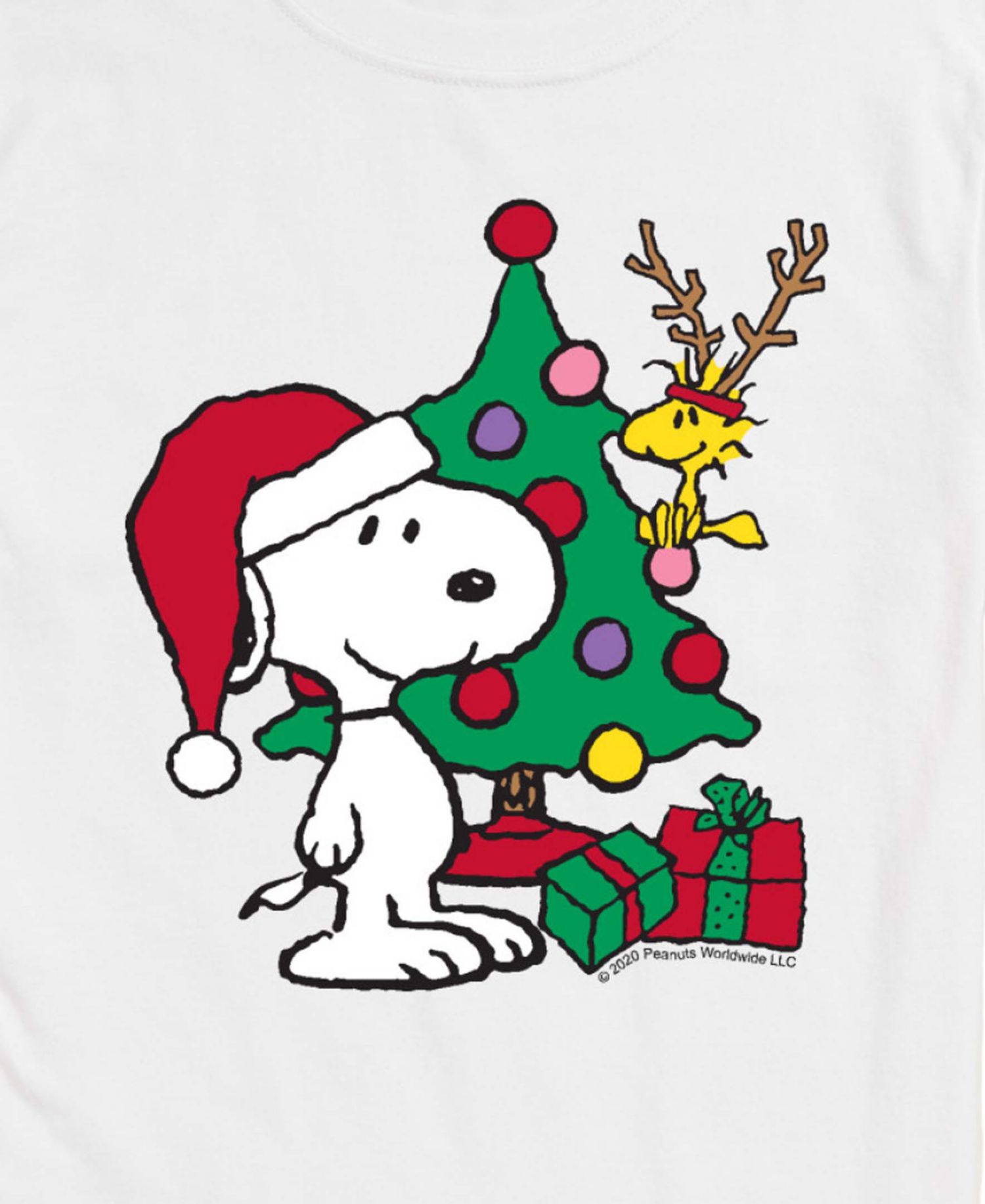 Men's Snoopy and Christmas Tree Graphic T-Shirt