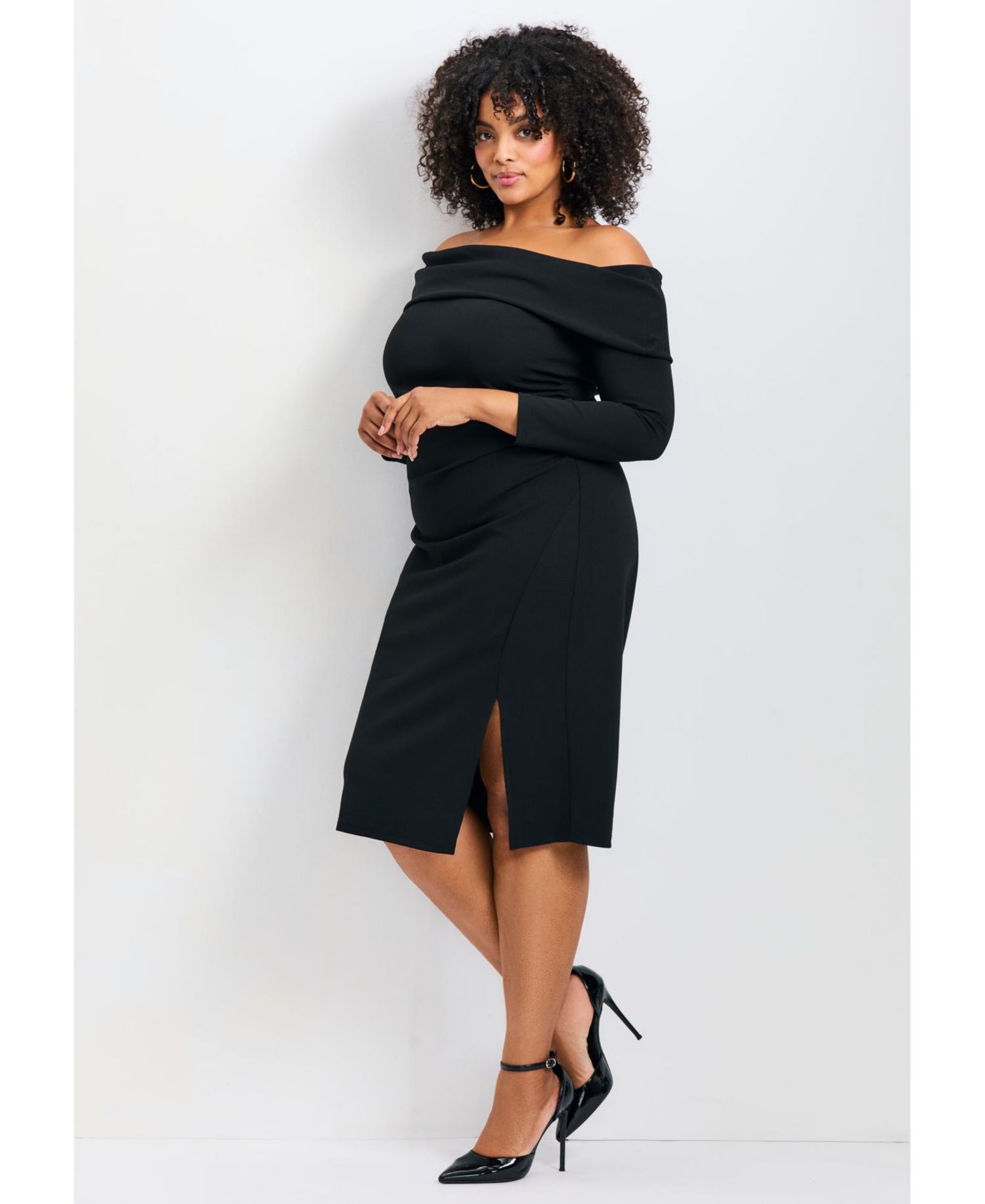 Women's Plus Size Collette Off Shoulder Gathered Waist Dress