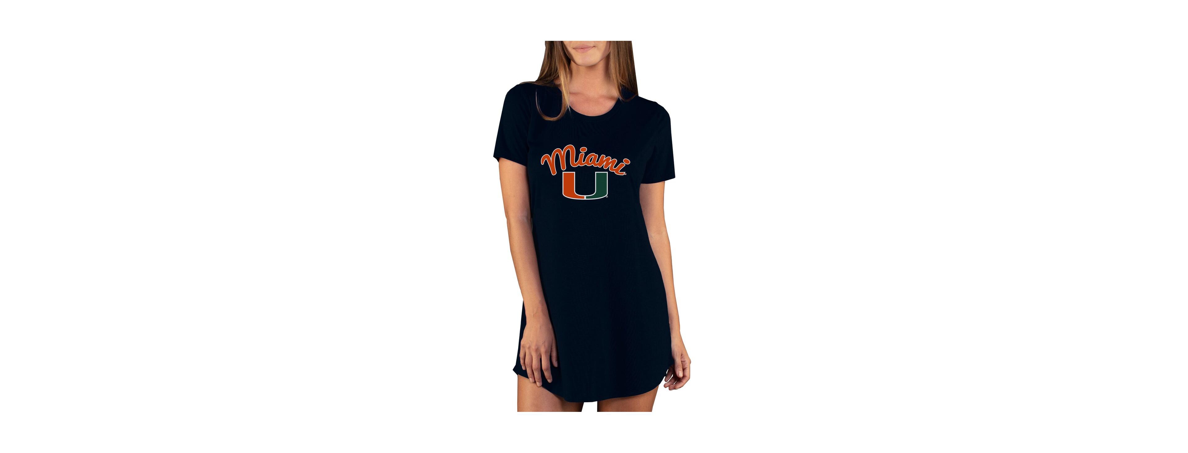 Concepts Sport Women's Black Miami Hurricanes Marathon Nightshirt