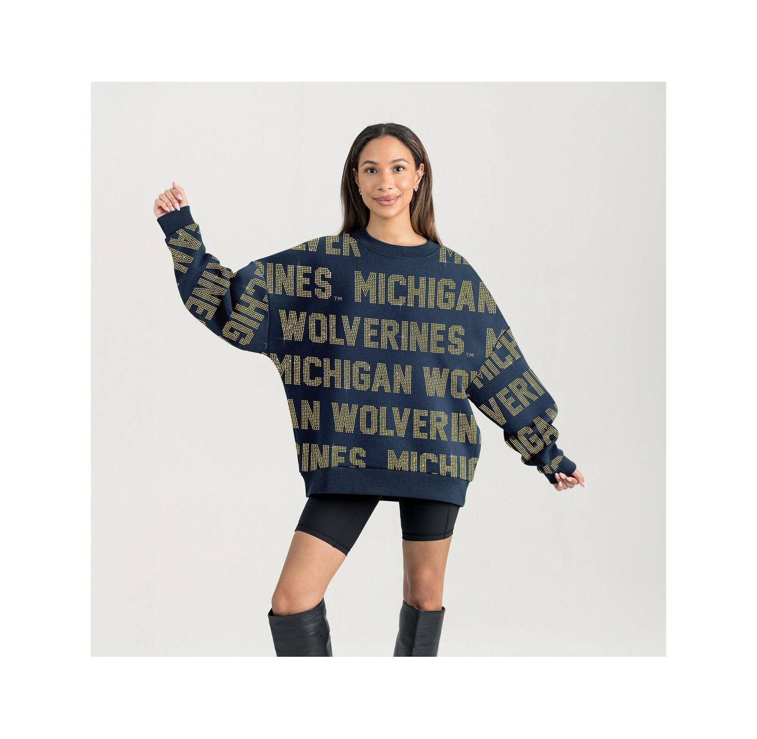 Women's Navy Michigan Wolverines Hype Era Sweatshirt