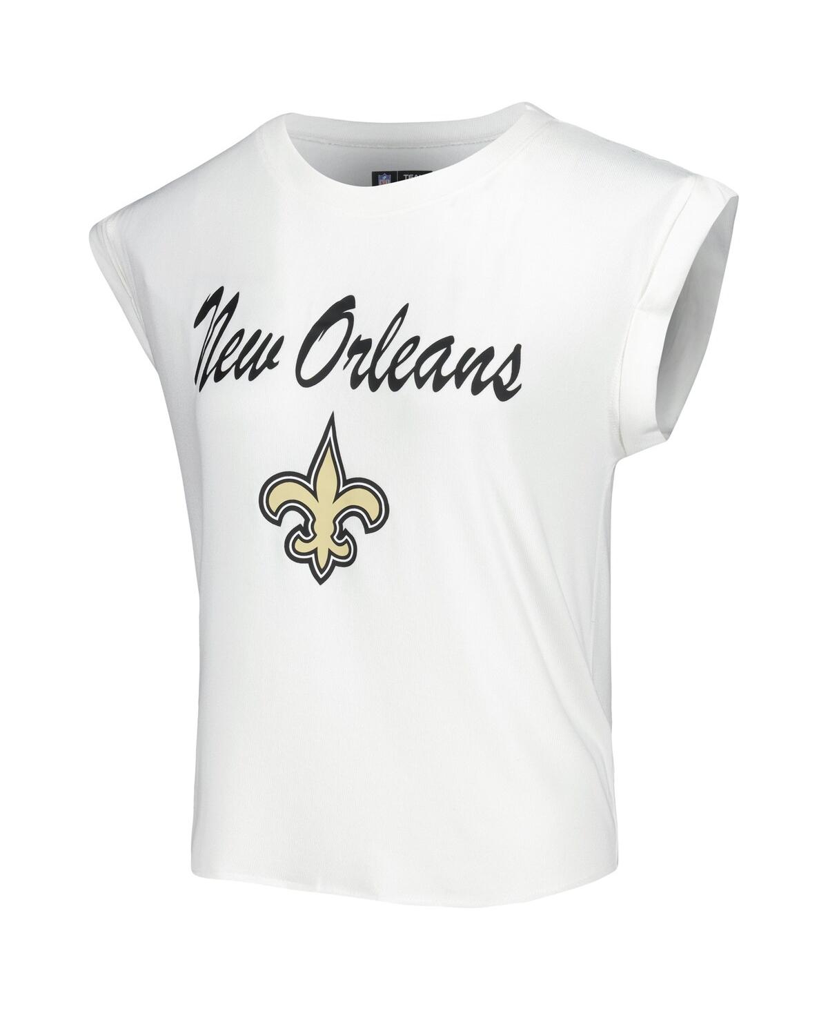 Concepts Sport 2-piece Women's White/cream New Orleans Saints Montana Knit Top And Shorts Sleep Set In White