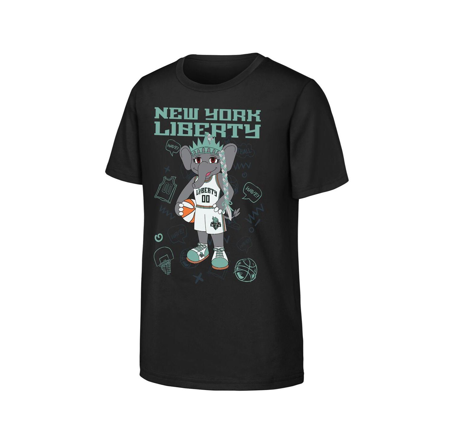 Big Boys and Girls Black New York Liberty Iconic Ellie T-Shirt