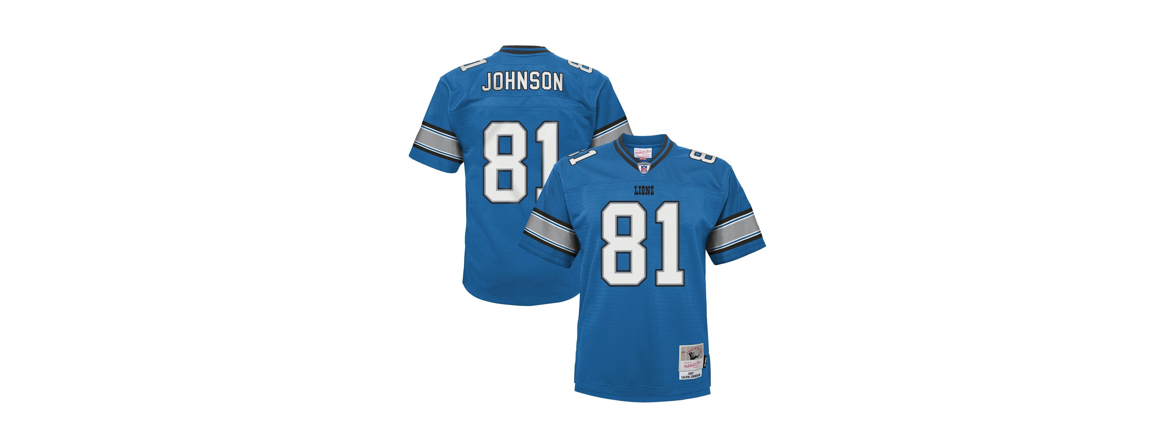 Mitchell & Ness Big Boys and Girls Calvin Johnson Blue Detroit Lions Legacy Replica Jersey