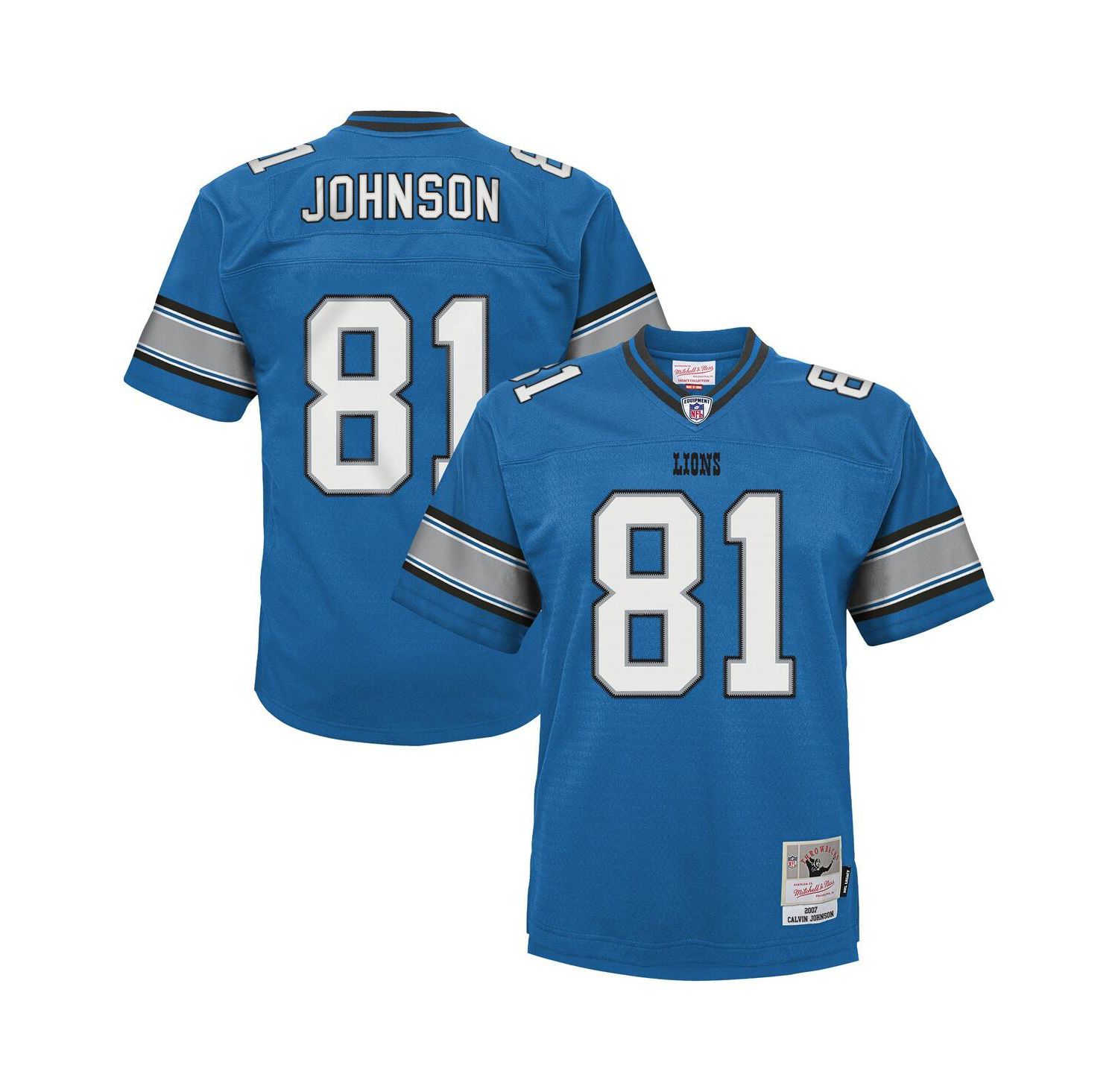 Big Boys and Girls Calvin Johnson Blue Detroit Lions Legacy Replica Jersey