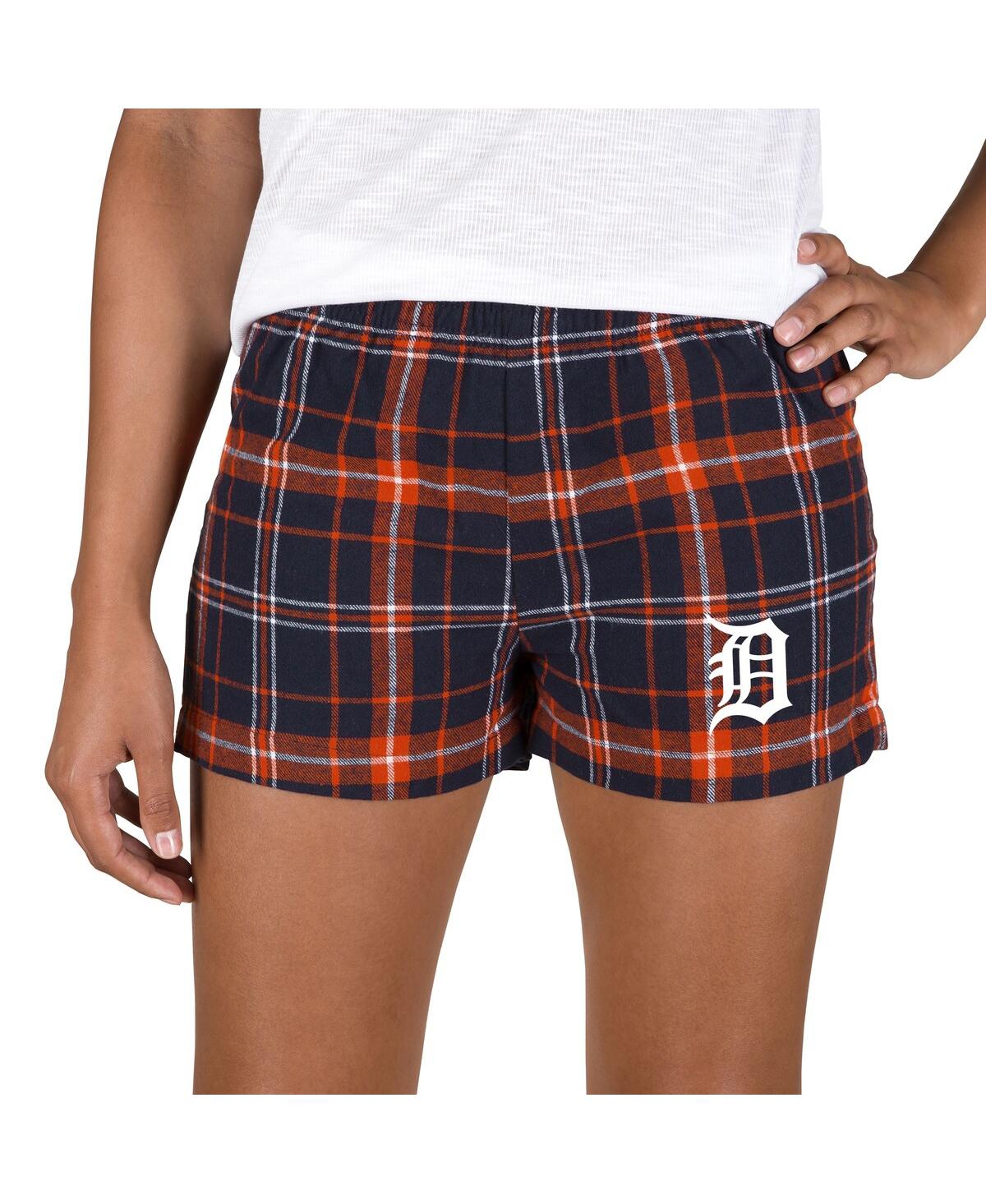 Concepts Sport Women's Navy/orange Detroit Tigers Ultimate Flannel Shorts In Blue