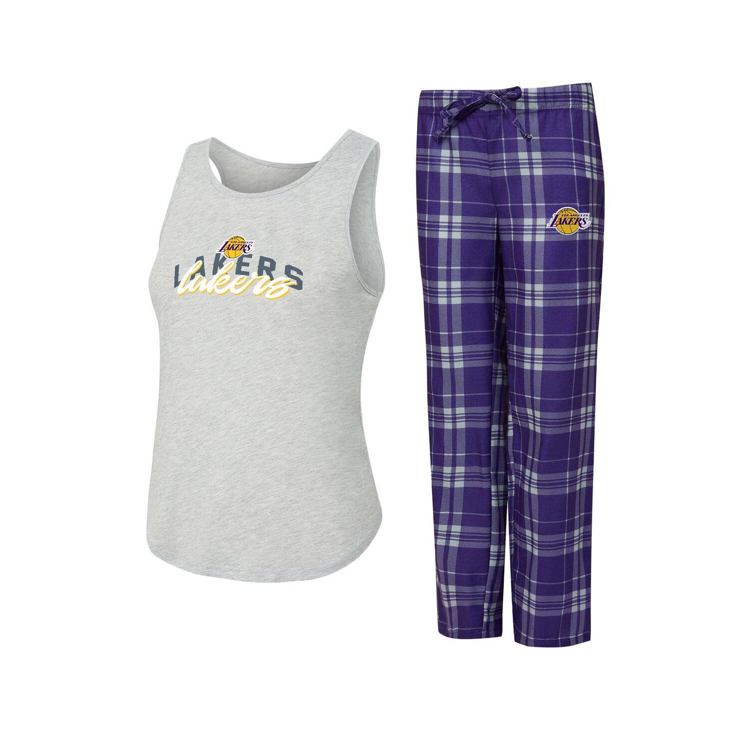 Women's 2-Piece Purple/Heather Gray Los Angeles Lakers Regulate Tank Pants Set