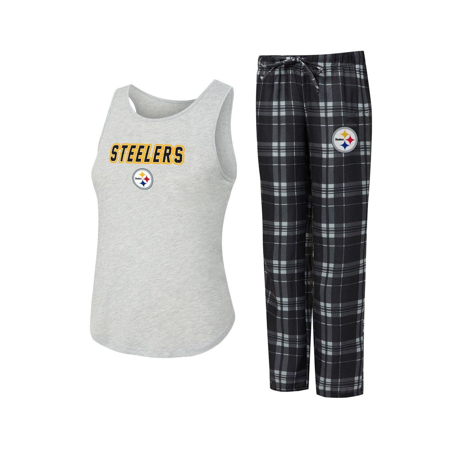Women's 2-Piece Heather Gray/Black Las Vegas Raiders Regulate Plaid Tank Top and Pants Sleep Set