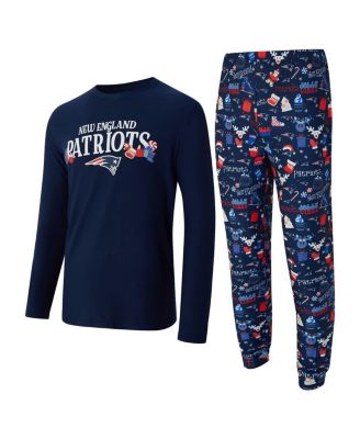 Concepts Sport - Men's Navy New England Patriots Chestnut Long Sleeve Top Pants Set