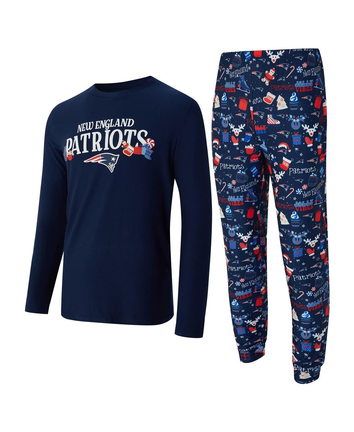 Concepts Sport Men's 2-Piece Navy New England Patriots Chestnut Long Sleeve Top and Pants Set