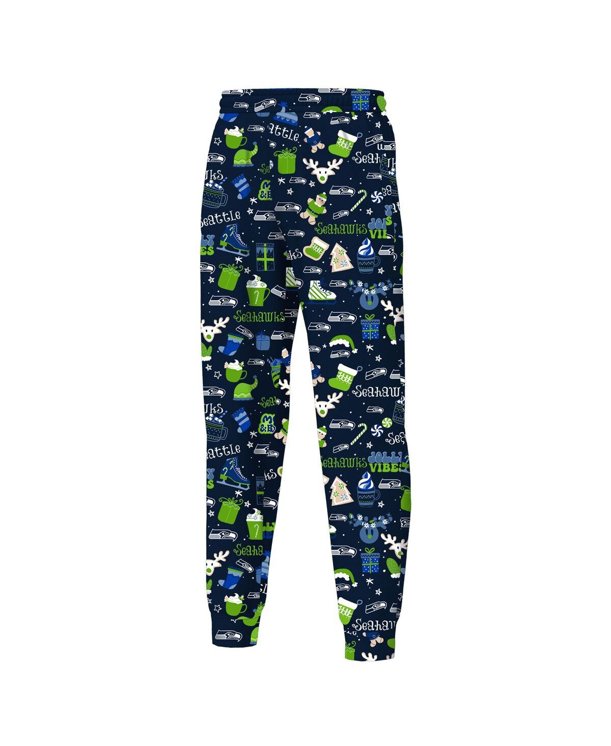 Outerstuff Big Boys and Girls College Navy Seattle Seahawks Chestnut Holiday Sleep Set