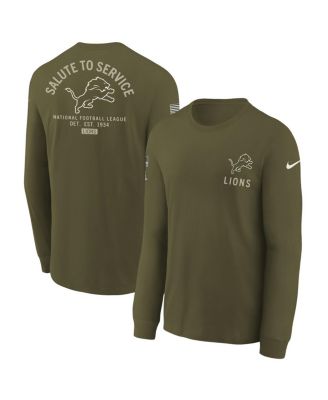 Nike - Big Boys and Girls Olive Detroit Lions 2025 Salute to Service Sideline Dri-FIT Long Sleeve T-Shirt