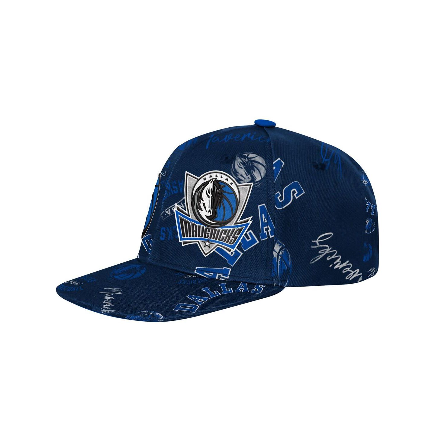 Детская кепка Outerstuff Navy Dallas Mavericks Street Hooper Allover Print Snapback Hat — фото 1