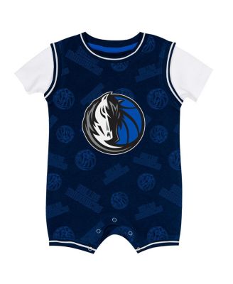 Baby Boys and Girls Navy Dallas Mavericks Logo Mania Romper