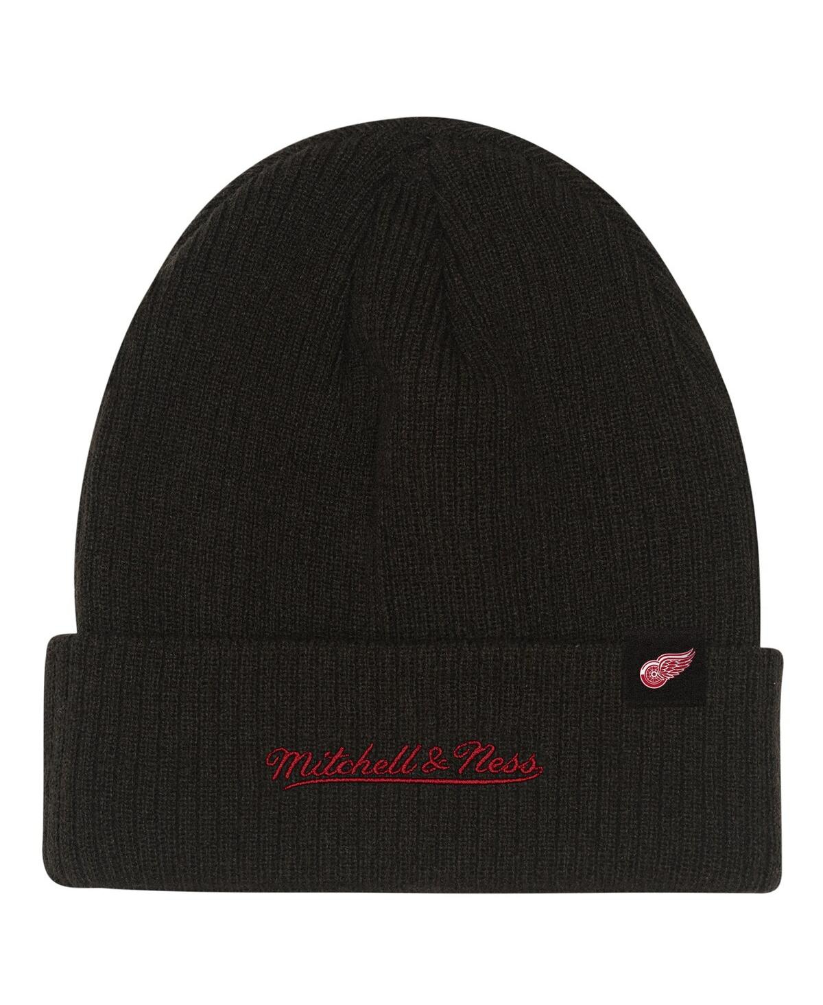 Mitchell & Ness Big Boys And Girls Black Detroit Red Wings Neon Line Lights Cuffed Knit Hat In Black