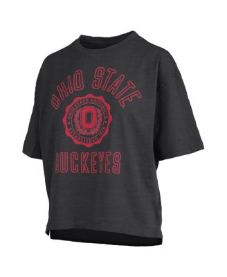 Women's Black Ohio State Buckeyes Motley Crew Bishop Waist Length Oversized T-Shirt