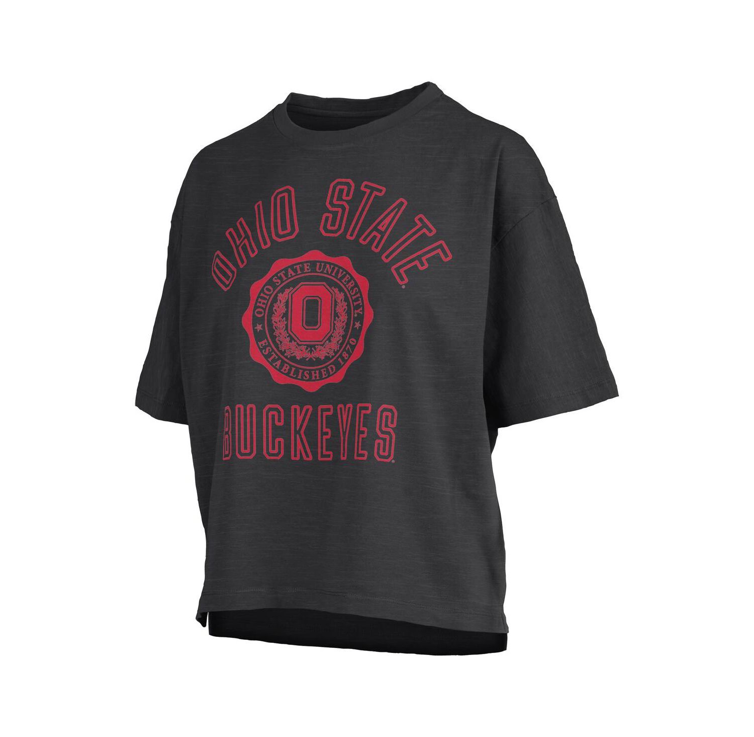 Women's Black Ohio State Buckeyes Motley Crew Bishop Waist Length Oversized T-Shirt