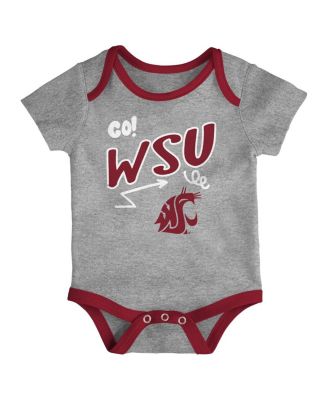 Baby Boys and Girls 3-Piece Red/Black Washington State Cougars All Day Play Bodysuit Set