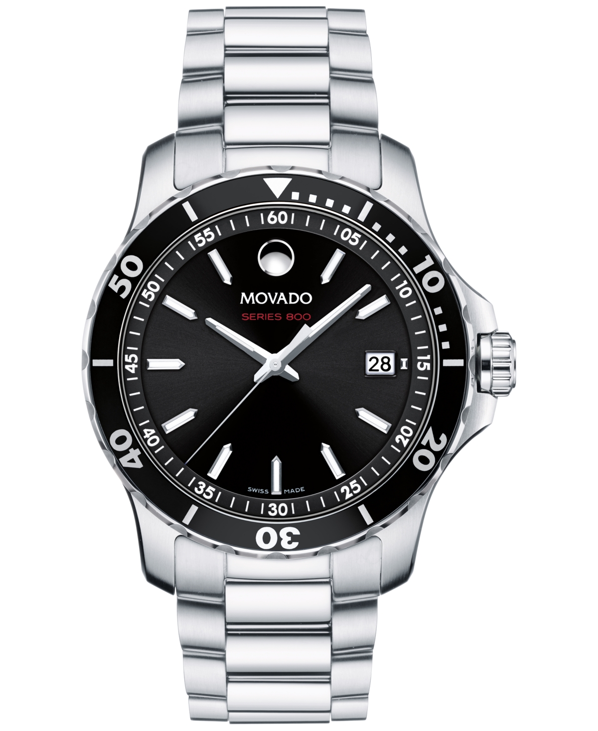 Movado Men's Swiss Series 800 Stainless Steel Bracelet Diver Watch 40mm In Silver