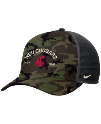 Men's Camo Washington State Cougars 2025 Military Appreciation Rise Adjustable Trucker Hat