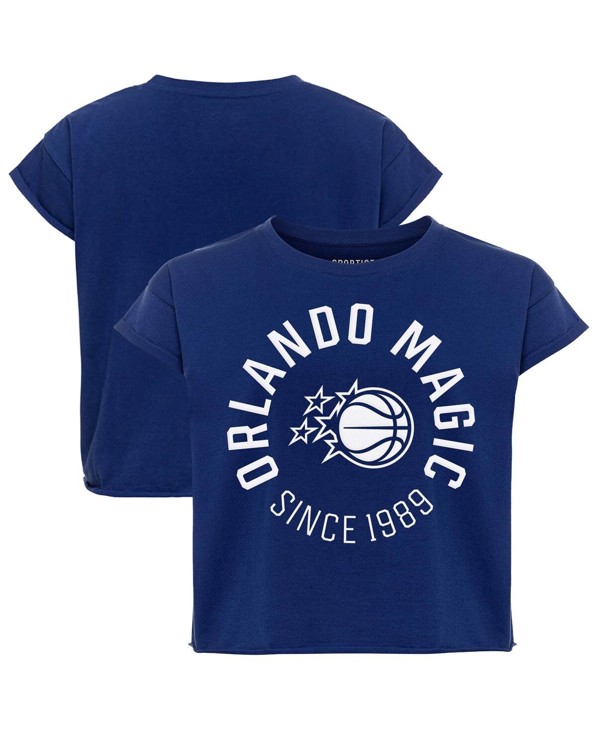 Sportiqe Women's Blue Orlando Magic Cropped Genuine Issue Collection Alana T-shirt