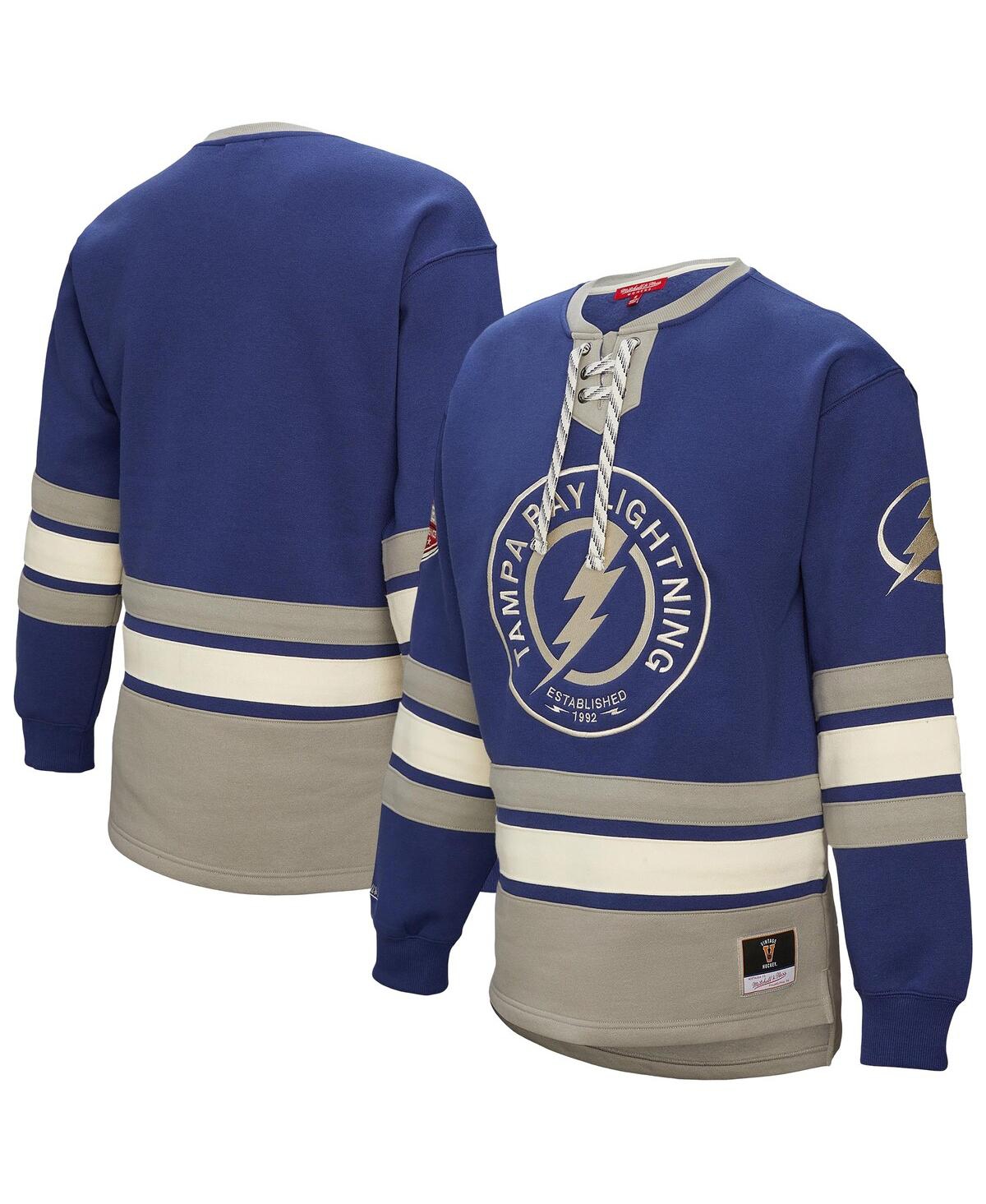 Mitchell & Ness Women's Blue Tampa Bay Lightning Heritage Lace-up Pullover Sweatshirt In Blue