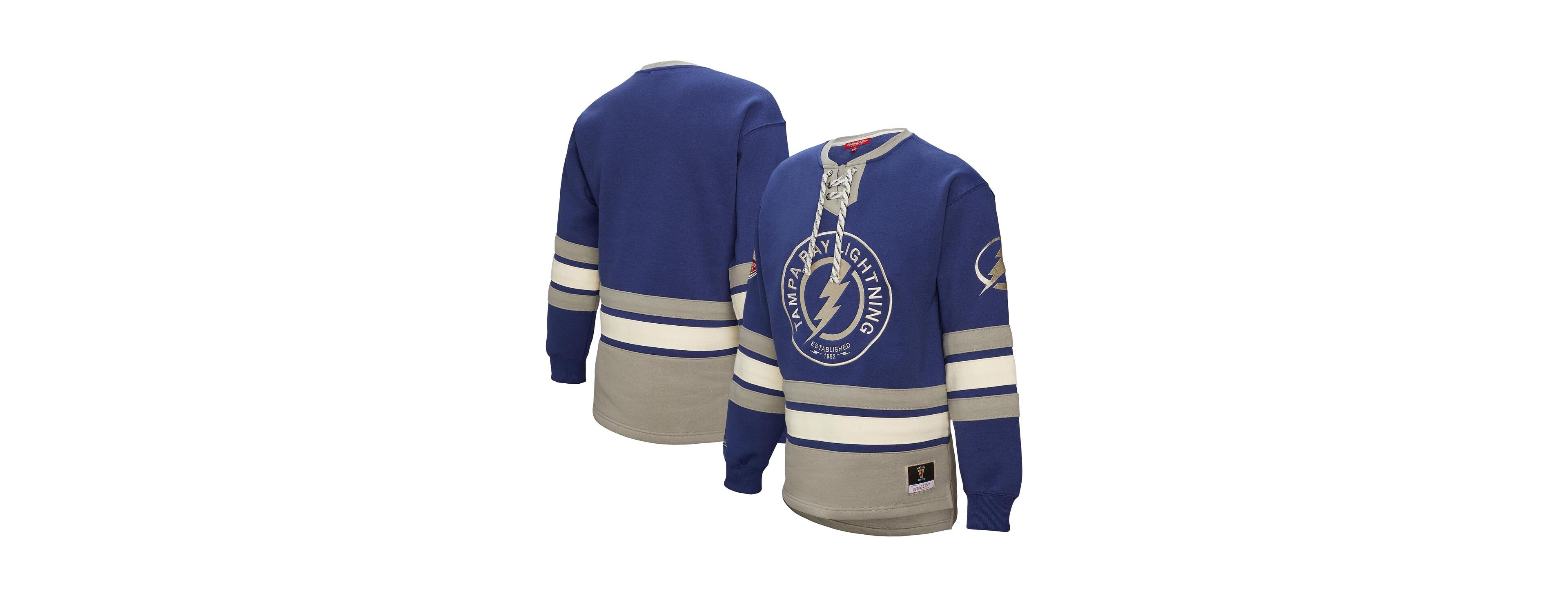 Mitchell & Ness Women's Blue Tampa Bay Lightning Heritage Lace-Up Pullover Sweatshirt