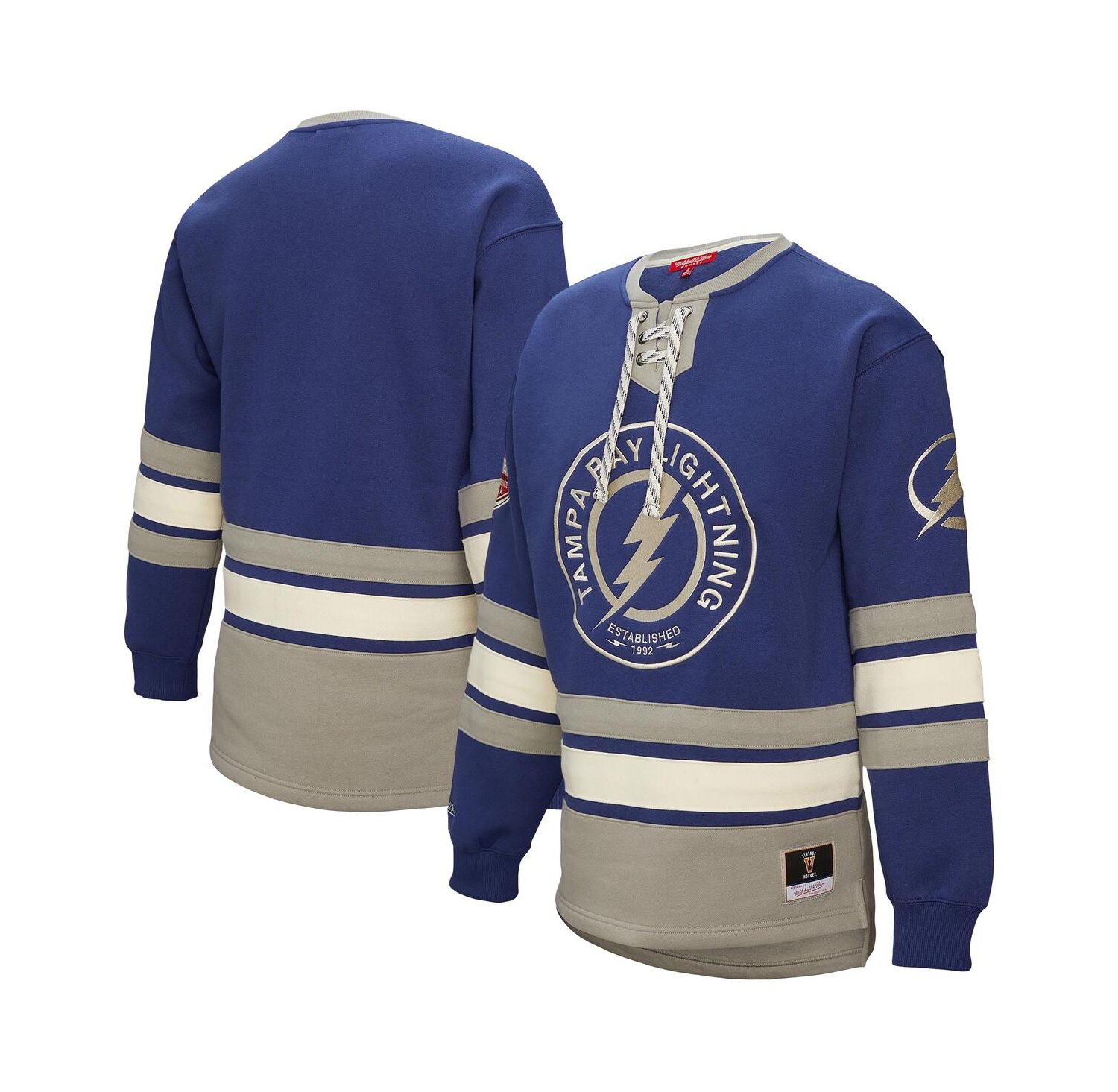 Women's Blue Tampa Bay Lightning Heritage Lace-Up Pullover Sweatshirt