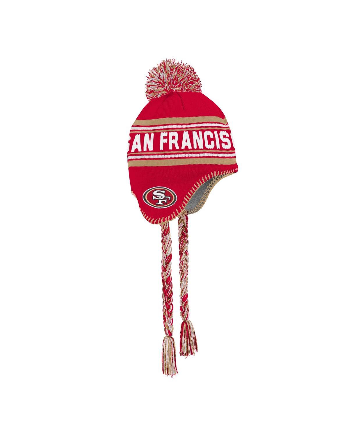 Outerstuff Big Boys And Girls Scarlet San Francisco 49ers Jacquard Tassel With Pom Knit Hat In Red