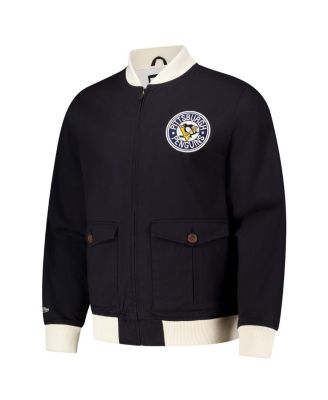 Men's Black Pittsburgh Penguins Vintage Coaches Cotton Twill Full-Zip Jacket