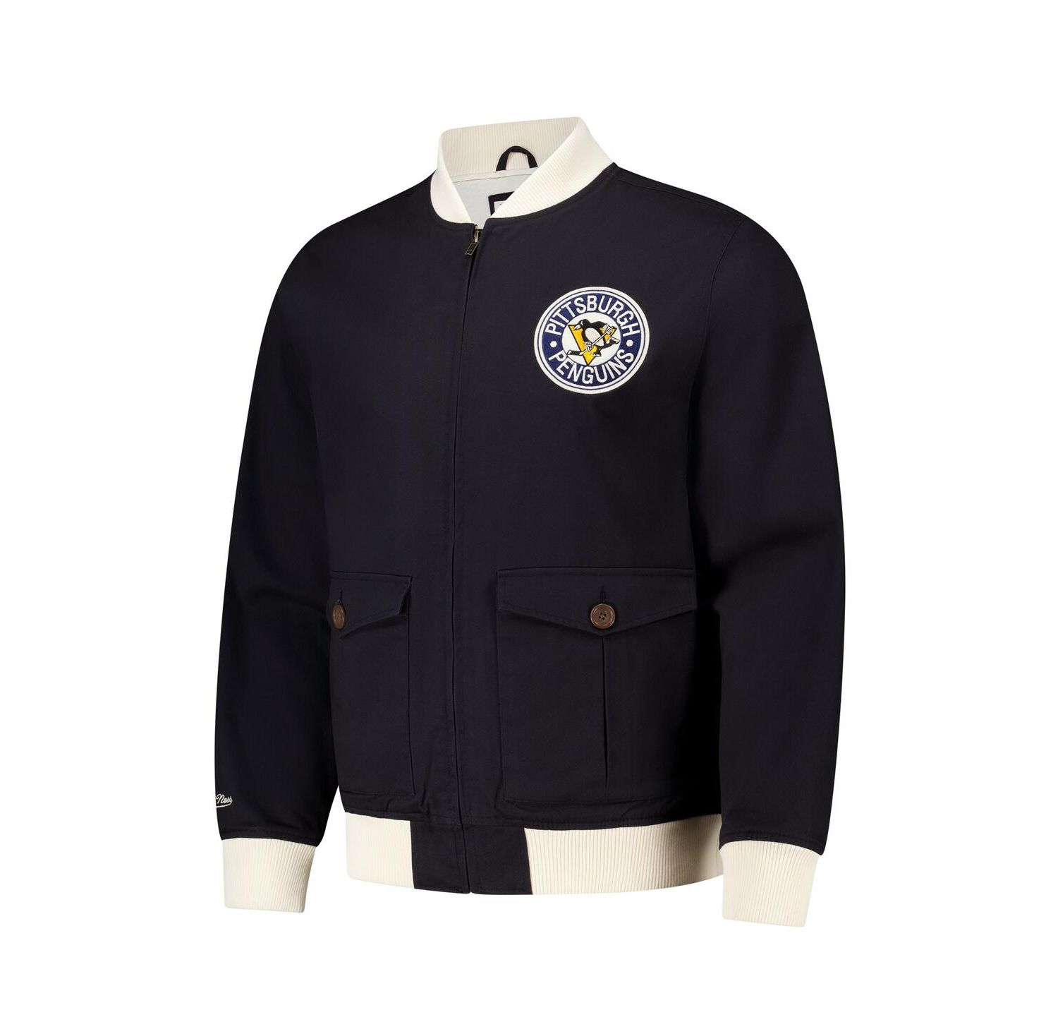 Men's Black Pittsburgh Penguins Vintage Coaches Cotton Twill Full-Zip Jacket