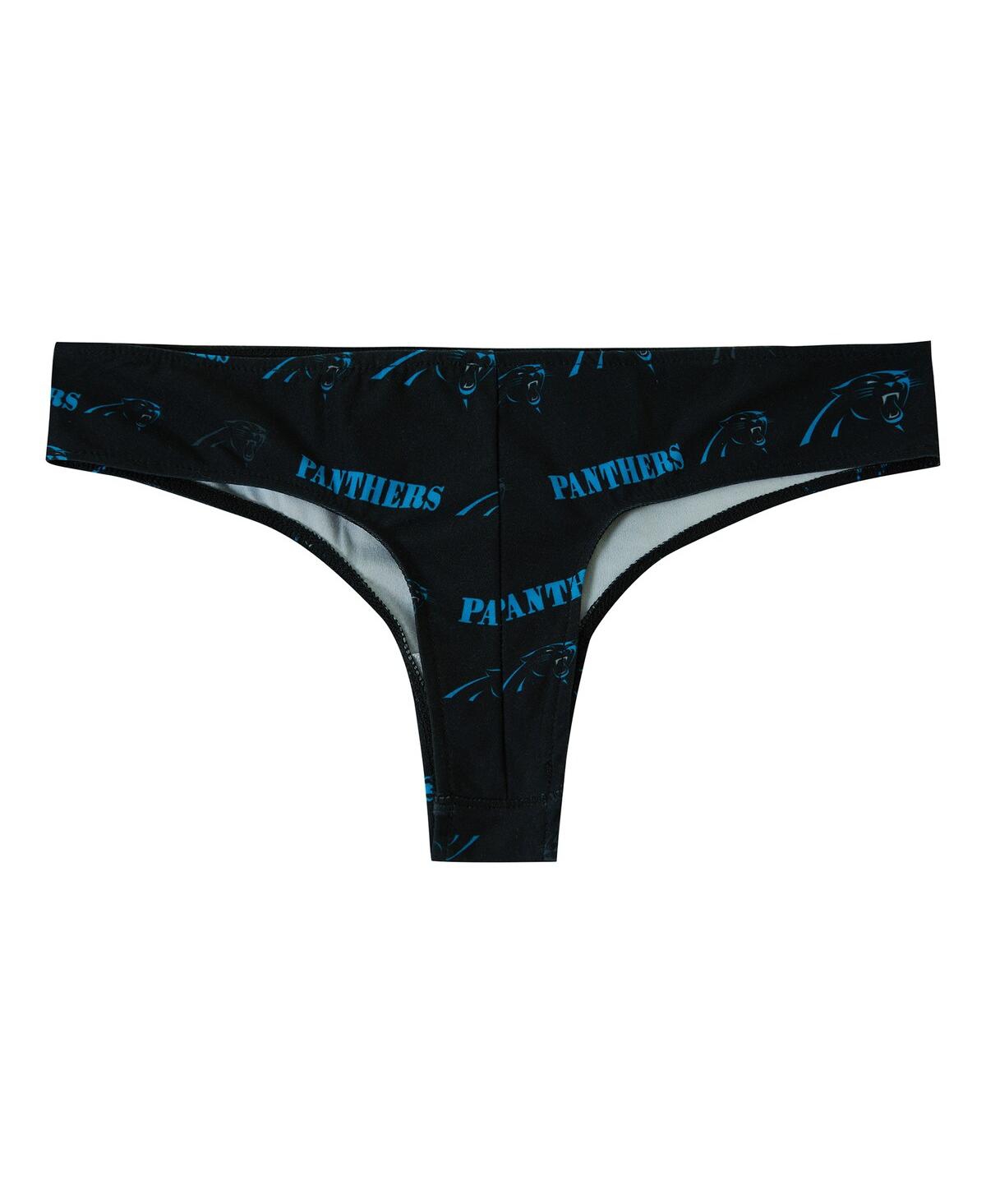 Concepts Sport Women's Black Carolina Panthers Mosaic All Over Print Thong In Black