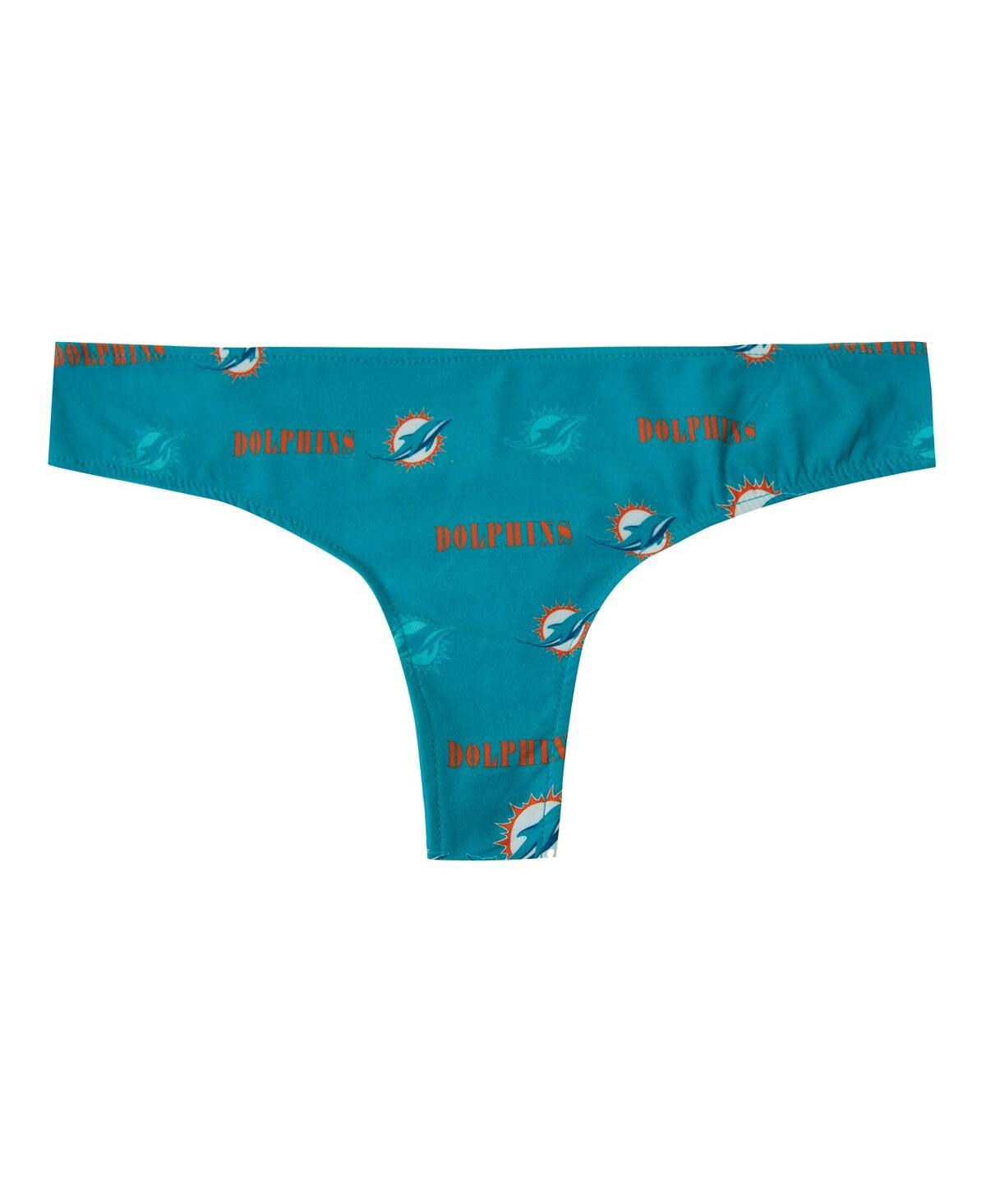 Concepts Sport Women's Aqua Miami Dolphins Mosaic All Over Print Thong In Blue
