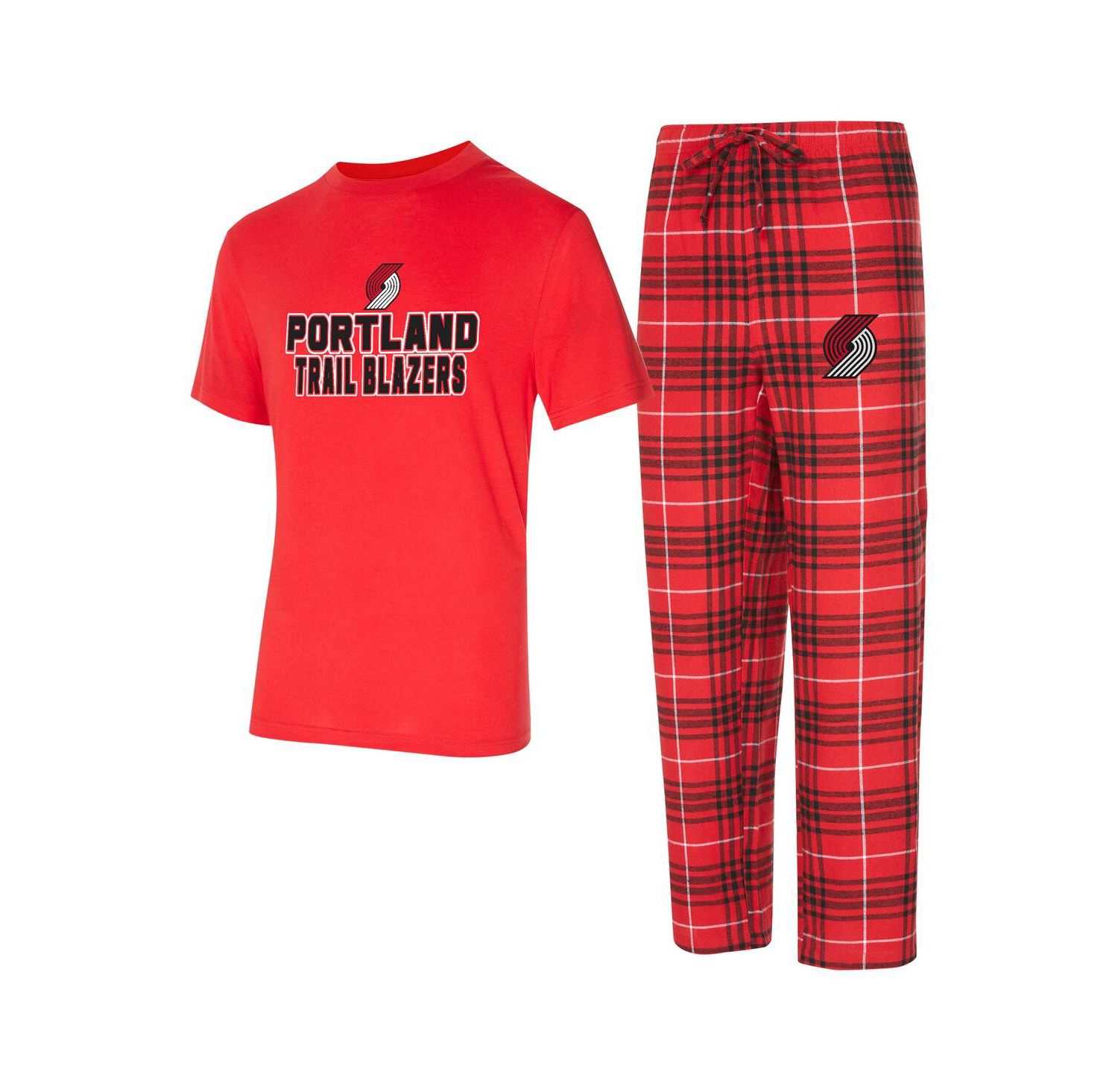 Men's 2-Piece Red/Black Portland Trail Blazers Vector Top and Flannel Pants Sleep Set