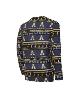 Men's 2-Piece Black Appalachian State Mountaineers Swivel Long Sleeve Top and Pants Sleep Set