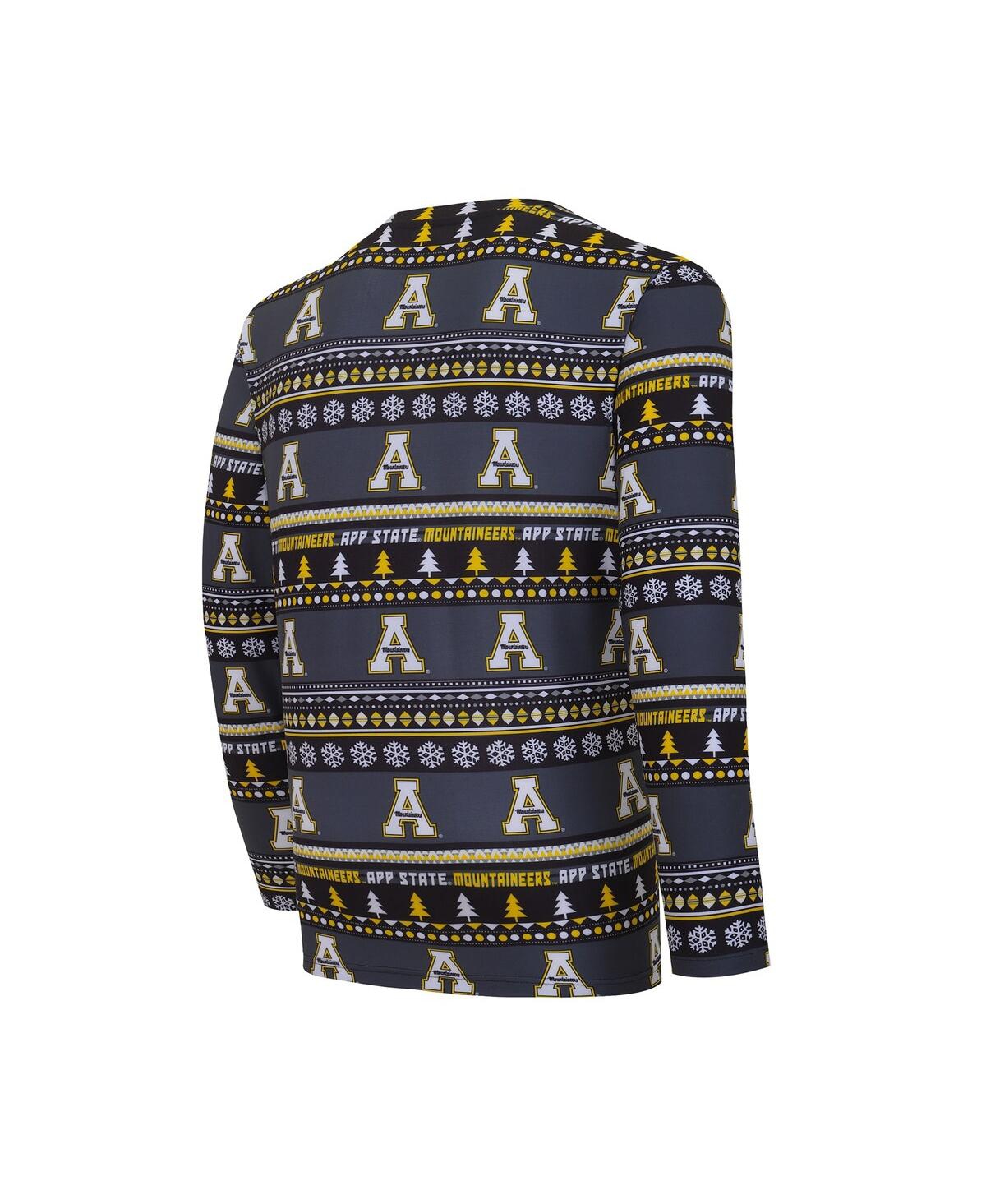 Concepts Sport Men's 2-piece Black Appalachian State Mountaineers Swivel Long Sleeve Top And Pants Sleep Set In Multi