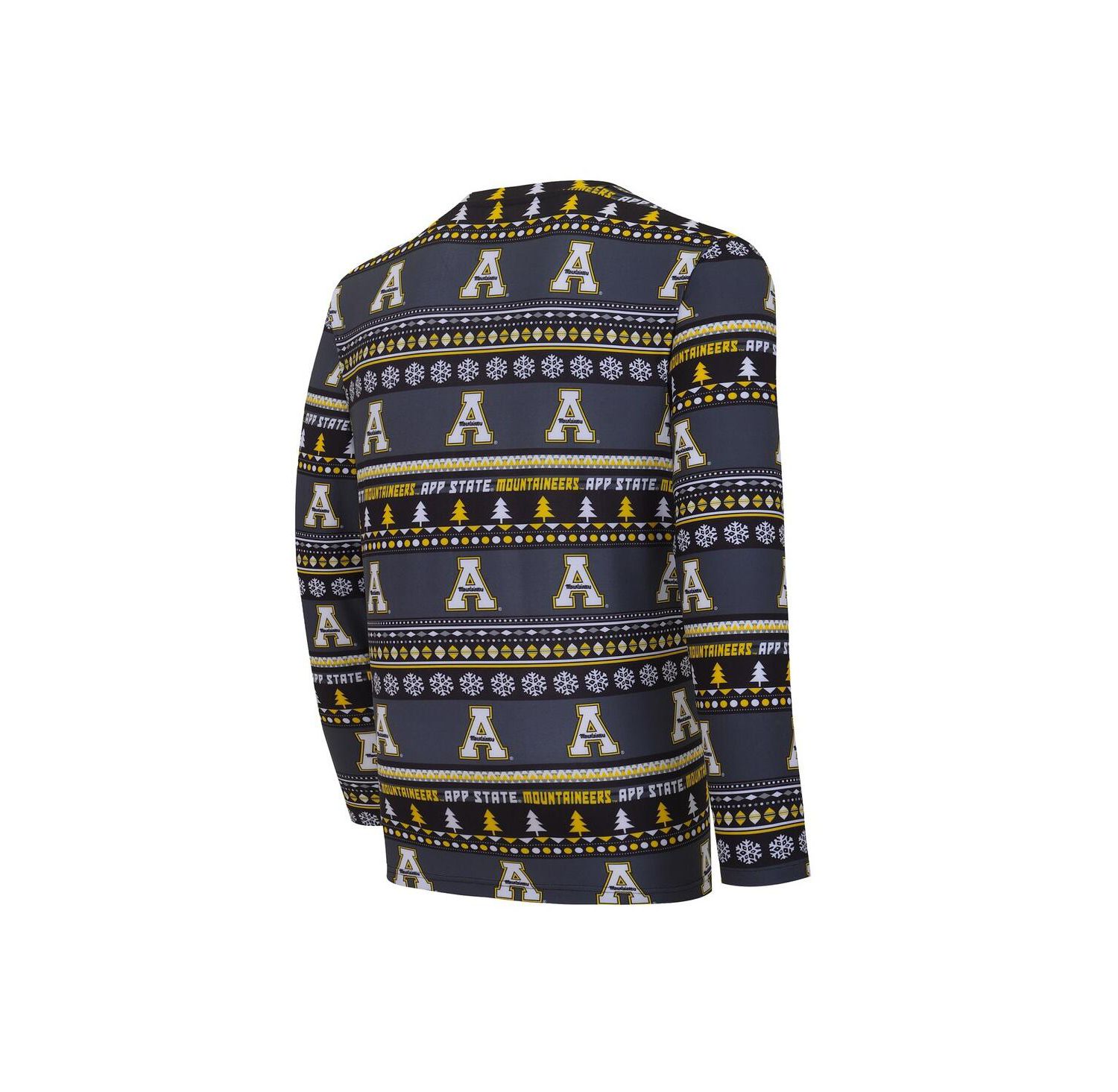 Men's 2-Piece Black Appalachian State Mountaineers Swivel Long Sleeve Top and Pants Sleep Set