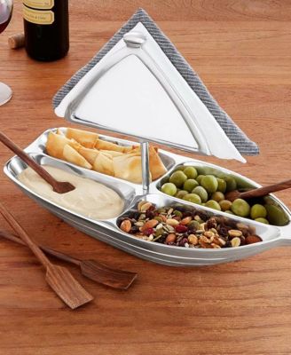 Rowboat Aluminum Serving Bowl With Napkin Holder