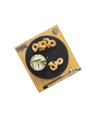 Turntable Slate & Wood Cheese Board with Hidden Slicer