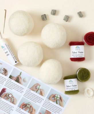 Set of 4 Festive Ornaments Beginner Needle Felting Kit