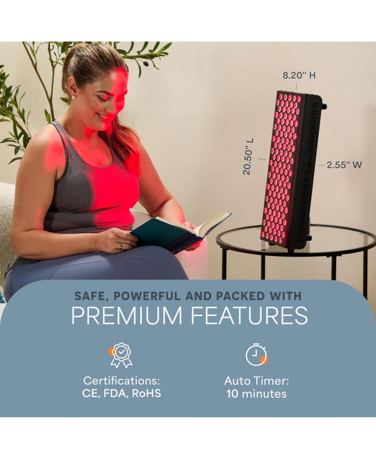 LifePro Red Light Therapy Panel for Face and Body – Near Infrared Light Device for Relaxation and Wellness, Portable and Stable Design